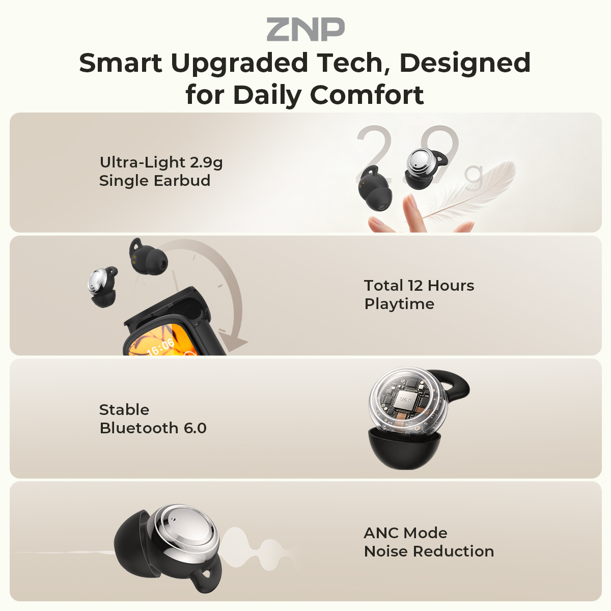 ZNP P04 Sleeping Aid Earbuds A - Earbuds Charging Case ulasan dan harga